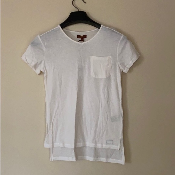 7 For All Mankind Girl's High Low Cream Tee - Picture 1 of 7
